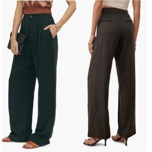 Reformation Mason High Waisted Pleated Wide Leg Trouser Pants Black Women's 8P